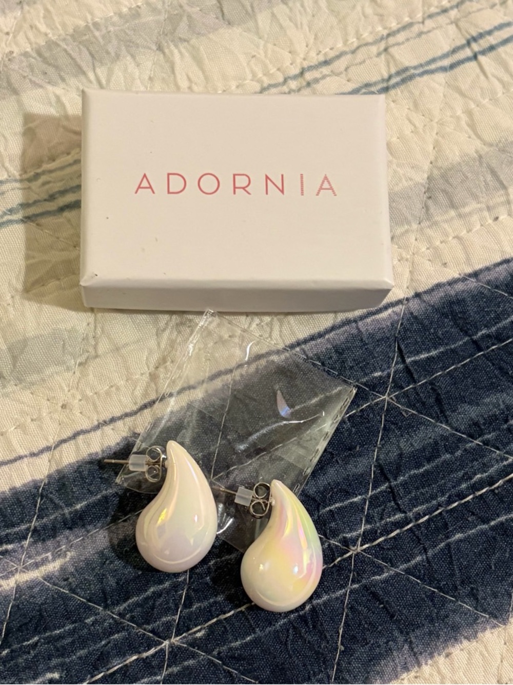 Adornia Iridescent Pearl Teardrop Sculptural Stud Earrings